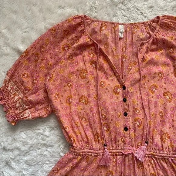 Spell & The Gypsy Dress Sundown Playdress in Apricot Mini Floral Orange Pink S